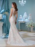 Designer lace fit & flare wedding dress