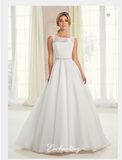 Designer lace satin tulle wedding dress..