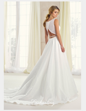 Designer lace satin tulle wedding dress..